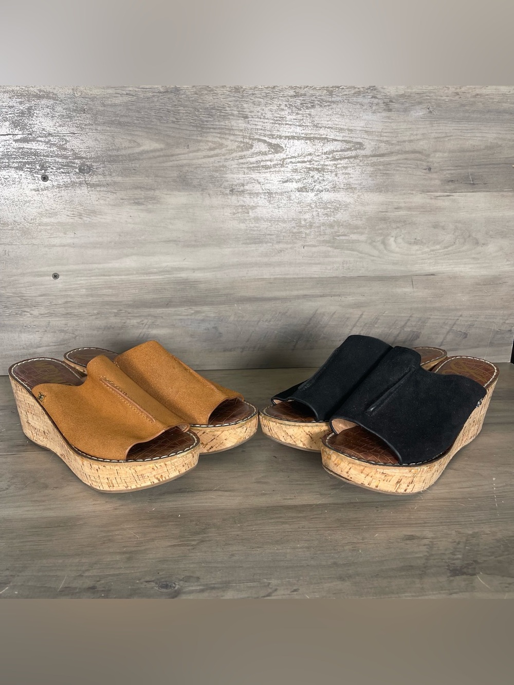 Sam Edelman Ranger LOT OF 2 Pairs Womens 7 Suede Cork Platform Wedge Sandals 90s